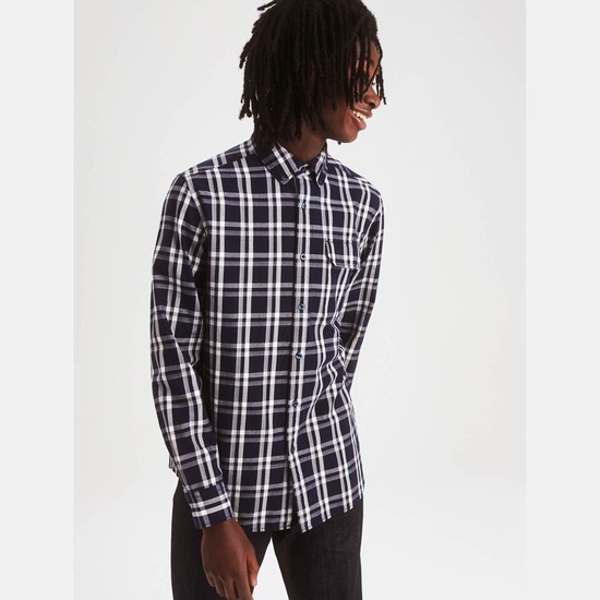 Aigle The Classic Check Shirts Men White/Black ZA-83967